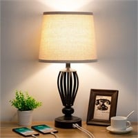 USB Bedside Lamp, 3-Way Dimmable Touch Table Lamp
