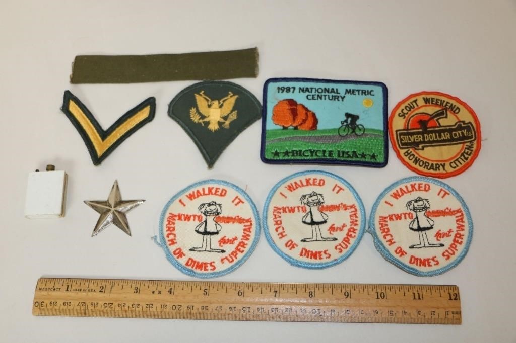 Lot of Old Patches & Lighter