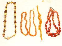 2 Amber necklaces, amberine link necklace