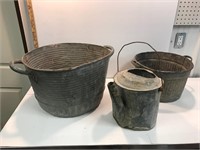 Galvanized tubs and watering can