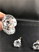 (4) Cool Glass Skull Drawer Pull Handles