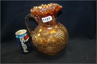 AMBER CARNIVAL GLASS PITCHER