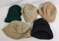 Lot Of Beanies & Boating Hats, Tan, Black, Etc