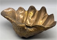 Vintage LARGE Brass Clam Shell Dish