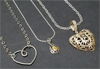 3 Sterling Silver Pendant Necklaces