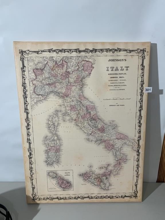 ITALY MAP ON CANVAS