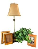 A Table Lamp,2-5x7 & 1-4x6 Picture Frames,Greenery