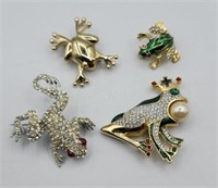 Frog Brooches Pins A Signed Agatha And Buster