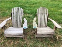 Pair of Wood Adirondack Chairs
