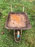 Vintage Rusty Metal Wheel Barrow