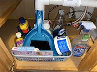 Contents in cabinet, cleaning supplies
