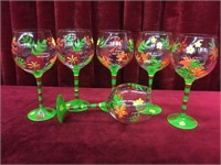 6 Painted Party Glass Set - New