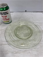 Ribbed clear light green plate