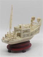 EARLY VERY ORNATE CHINESE SHIP MADE OF IVORY