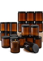 (New) 24 Pack 8oz Amber Glass Jars with Black