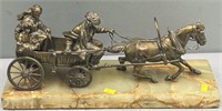 Russian Bronze & Marble Sculpture Figurescene