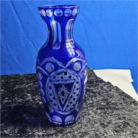 Blue cut to clear vase