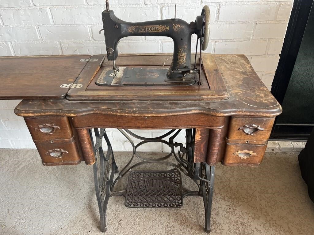 Antique Treadle New Home Sewing Machine in