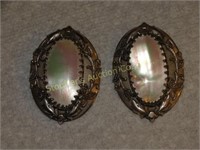 Whiting & Davis mother of pearl clip earrings