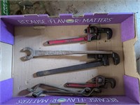 Lot of large pipe wrenches Sears etc