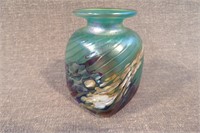 Vintage Robert Held Art Glass Irid. Waves Vase