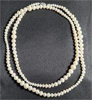 Pearl Necklace with 925 Sterling Silver Buckle