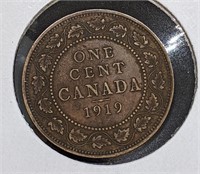 1919 Canadian Large One Cent Coin