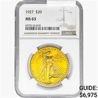 1927 $20 Gold Double Eagle NGC MS63