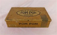 Vintage metal Pom Pom quality cigars tin box, 9"
