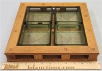 Dansk Designs Glass & Wood Tray