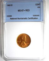 1942-D Cent NNC MS-67+ RD LISTS FOR $500