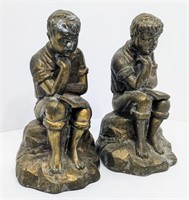 Vintage Boys Reading Bookends
