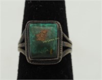 Vintage Green Turquoise Sterling Silver Ring