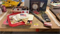 Coca Cola Clocks, Trays, Bottle Opener, Misc