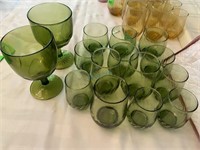 Vintage Asst. Green Glass Glassware's