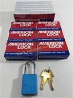 (6) New Blue American Lock Padlock & Keys