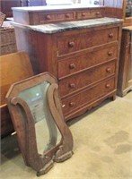 Antique Marble Top Dresser w/Wishbone Mirror