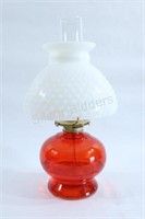 Eagle Red Kerosene Lamp Hobnail Milk Glass Shade