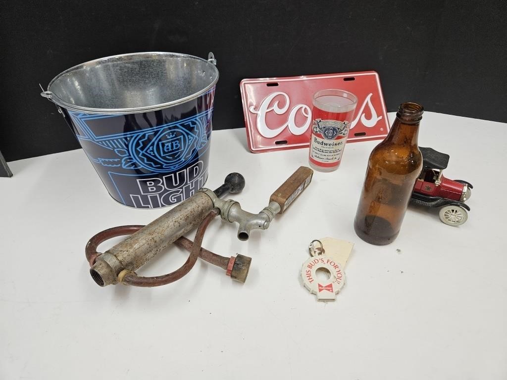 Bud Light Beer Buckets, Glass, PBR Beer Tap +