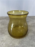 Glass amber colored bubble vase