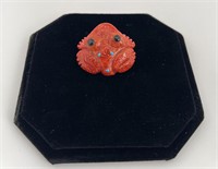 Zuni Carved Coral Frog Fetish