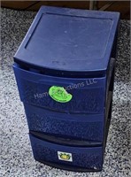 Organizer - plastic, blue, 3 drawers - 12" W x 14