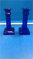 Cobalt blue candle holders (2)