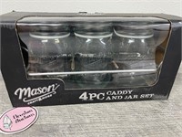 New 4 piece Mason Jar and caddy set