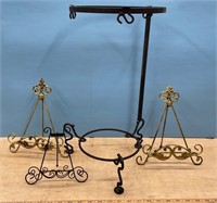 3 Plate/Picture Holders Wrought Iron Stand That I
