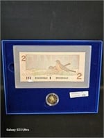 1996 $2 Proof Coin and Bank Note set