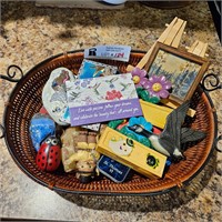 Basket with painted rocks & magnets