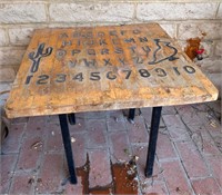 Small Wood & Metal Table ABC’s & 1-10 Burned In