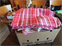 BOX OF LINEN MOSTLY TABLE CLOTHS