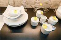 (4) Sugar Dishes, Creamer, (3) Serving Plates